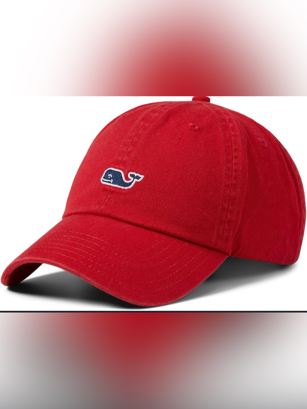 Vineyard Vines Red Baseball Cap with Navy Whale